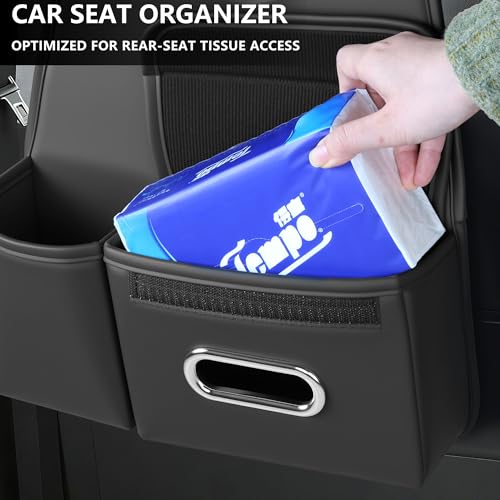 Upgrade Seat Back Organizer for Car – PU Leather Multi-Pocket Hanging Storage Bag with Bottle Holder & Travel Tidy Pouch Pocket Kids, Tissue Holder Large-Capacity Backseat Organizer , Black 2PCS - size: 2 PC