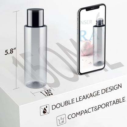 150ML/5OZ Travel Size Toiletries, 3 Pack Travel Size Containers, Leak Proof Plastic Bottles for Shampoo, Lotion, Body Wash with 6pcs Labels - color: Grey, size: 150ml(3pcs)