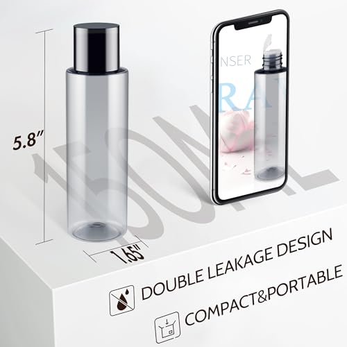 150ML/5OZ Travel Size Toiletries, 6 Pack Travel Size Containers, Leak Proof Plastic Bottles for Shampoo, Lotion, Body Wash with 6pcs Labels - color: Grey, size: 150ml(6pcs)