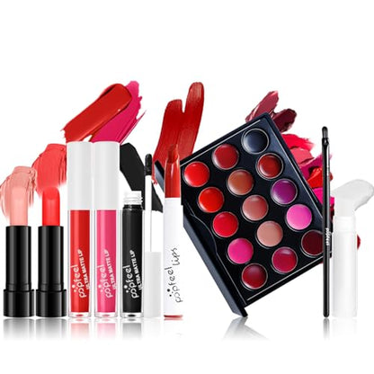 FantasyDay All in One Makeup Kit for Women Full Kit Girls Makeup Gift Sets Xmas Essential Bundle Include Eyeshadow Palette Lipstick Blush Concealer Eyeliner Mascara Foundation Brush Eyebrow Pencil - color: SET006D
