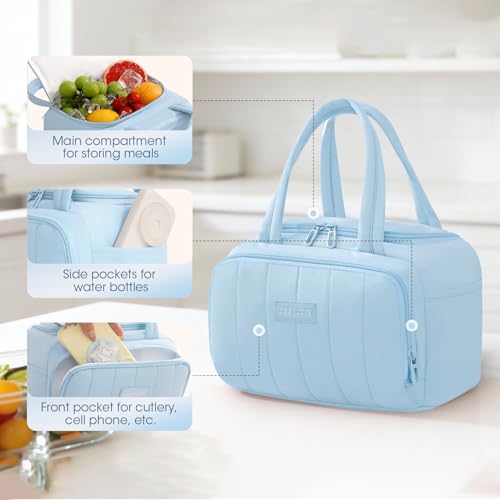 Lunch Bag for Women 7L Insulated Soft Leakproof Lunch Cooler Reusable Lunch Box for Meal Picnic Travel Work Beach Blue - color: Blue