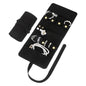uxcell Travel Jewelry Bag Roll, Foldable Travel Organizer with Tie Close Microfiber Storage Roll for Earrings, Necklaces, Rings, Bracelets, Brooches, Valentine's Day Gifts, Black - color: Black
