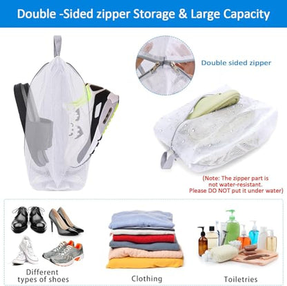 SelfTek Shoe Bags for Travel, 3 Pack 3 Size Double-Sided Zipper Shoe Bag for Men & Women, Waterproof Portable Shoe Storage Pouch with Handle, Family Travel Accessories - style: 3 Pack-3 Size