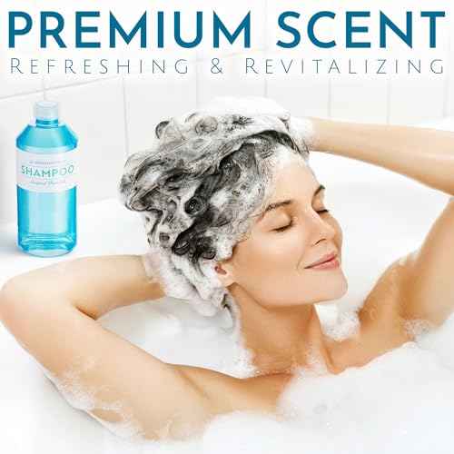 Bergman Kelly - Replacement Shampoo, Conditioner & Body Wash Refill Set - 12.6 oz, 3 Piece Set - Tropical Waterfall - for Dispensers - Delight Guests with Invigorating & Refreshing Hotel Hospitality - size: 12.6 Fl Oz (Set of 3)