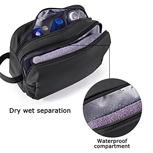 BAGSMART Toiletry Bag for Men, Travel Toiletry Organizer Dopp Kit Water-resistant Shaving Bag for Toiletries Accessories, Door Room Essentials,Black-basic - color: Black-basic, size: Medium