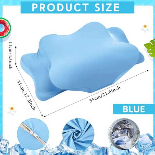 Hahafelt Cooling Cervical Neck Pillowcase Cover (Only Pillow Case) Ergonomic Pillowcase with Zipper Breathable Contour Pillow Cover for Side Back Stomach Sleepers(Blue,Standard Size) - color: Blue, size: Standard
