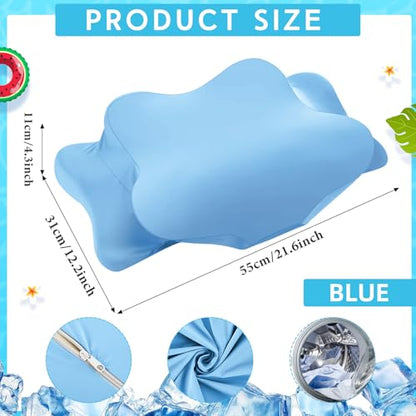 Hahafelt Cooling Cervical Neck Pillowcase Cover (Only Pillow Case) Ergonomic Pillowcase with Zipper Breathable Contour Pillow Cover for Side Back Stomach Sleepers(Blue,Standard Size) - color: Blue, size: Standard