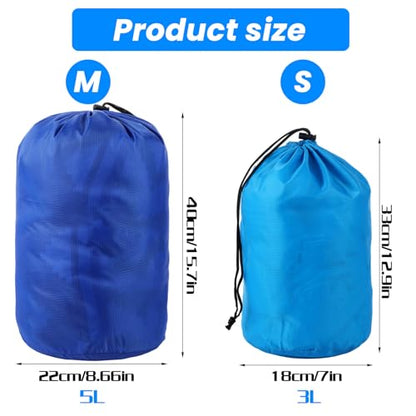 Stuff Sack Set, 2-Pack Stuff Sacks for Backpacking Ultralight Ditty Bags with Dust Flap Lightweight Compression Sack Bag Foldable Stuffing Bags for Traveling Hiking Backpacking