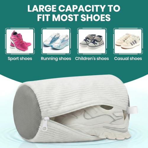2 Pack Heavy Duty Shoe Wash Bags, 440g Reusable Sneaker Laundry Bags with Auto-Lock Zipper for Sneakers, Slippers & Boots – New2026 - color: White