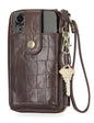 Mundi Jacqui RFID Crossbody Wallet for Women, Vegan Leather Small Travel Handbag with Phone Holder, Compact Organizer with Card Slots and Removable Strap, Espresso Croco - color: Espresso Croco