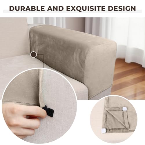 Couch Arm Covers 2 Pcs Sofa Armrest Covers Stretch Couch,Armrest Cover for Chairs Scratch-Resistant Sofa Arm Cover Armchair Slipcovers,Taupe - color: Taupe, size: 2PC Armrest Cover
