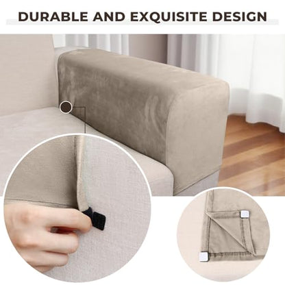 Couch Arm Covers 2 Pcs Sofa Armrest Covers Stretch Couch,Armrest Cover for Chairs Scratch-Resistant Sofa Arm Cover Armchair Slipcovers,Taupe - color: Taupe, size: 2PC Armrest Cover