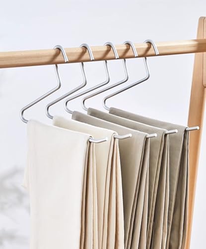 Premium Matte Silvery Aluminum Pants Hanger 10 Pack, 13.7” Extra Smooth & Durable Metal Shirt Dress Hanger,Aluminum Alloy Hanger,Clothing Support,Clothing Hang - style: Silver Pants Hanger（10）