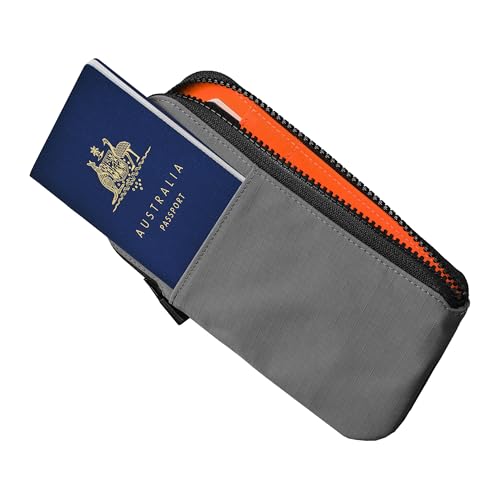 ALPAKA Zip Travel Wallet Grey Axoflux 210D - RFID Passport Holder, Self Locking Zipper Travel Wallet Tear Resistant Material, 4 Pockets and 2 Card Slots - HUB Accessories Compatible - color: Grey