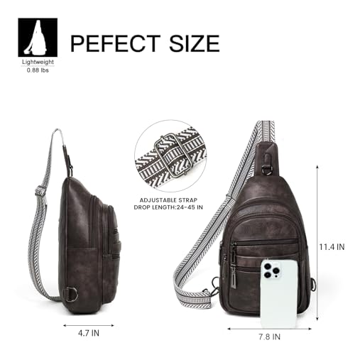 Leresas Sling Bag for Women Crossbody Fanny Pack Sling Purse Backpack Vegan Leather Travel Handbag Cross Over Shoulder Bag Gifts for Women Coffee - color: Coffee