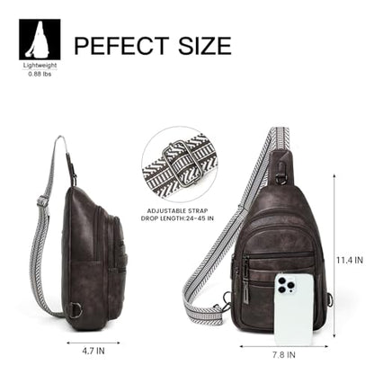 Leresas Sling Bag for Women Crossbody Fanny Pack Sling Purse Backpack Vegan Leather Travel Handbag Cross Over Shoulder Bag Gifts for Women Coffee - color: Coffee