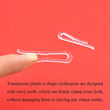 HAHIYO 1.5 inches/38mm 200Pcs Clear Plastic U Shape Alligator Clips Clothespins Garment Shirt Folding Clips with Teeth for Sewing Room Folding Board Sock Tie Pant Securing Fabric to Comic Book Board - size: Clear - 1.5 inches - 200 Count - With Teeth