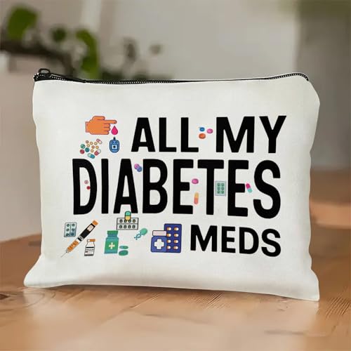 Medicine Storage Pouch with Diabetes, Medicines Bag, and Medical Supply Designs, White Canvas Zipper Cases, Multi-Use Functionality (Gift for Birthdays, Graduation, Christmas) (Style K) - style: Style K