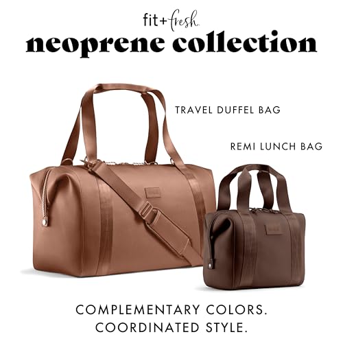 Fit & Fresh Remi Lunch Bag for Women Work – Neoprene Lunch Tote with Containers & Ice Pack, Reusable Meal Prep Lunch Box, Large Capacity, Machine Washable, Chocolate - color: Dark Chocolate