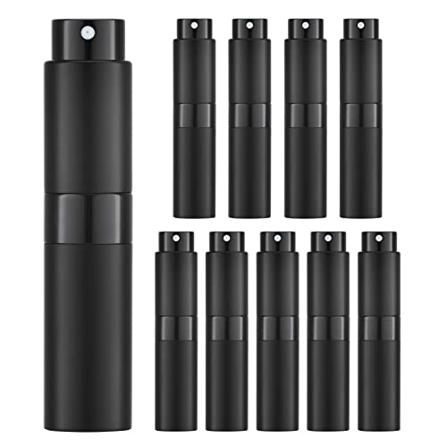 Tekson 10PCS 8ML Perfume Atomizer Travel, Refillable Cologne Containers, Dispenser Spray Empty Bottle for Mini Sprayer Size (black) - color: black-1