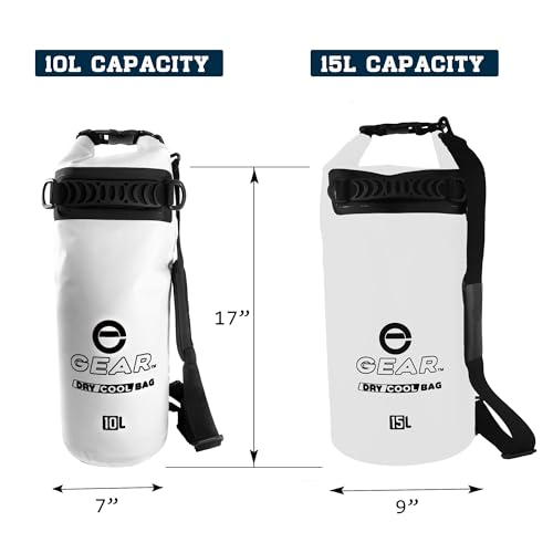 Enthusiast Gear Insulated Dry Bag Floating Cooler – 10L / 15L / 25L Roll Top, Leak Proof, Waterproof, Collapsible, with Padded Shoulder Strap - Perfect for Kayaking Fishing Beach - color: White, size: 10 Liter
