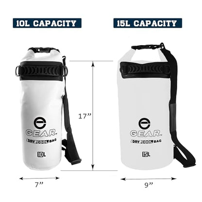 Enthusiast Gear Insulated Dry Bag Floating Cooler – 10L / 15L / 25L Roll Top, Leak Proof, Waterproof, Collapsible, with Padded Shoulder Strap - Perfect for Kayaking Fishing Beach - color: White, size: 15 Liter