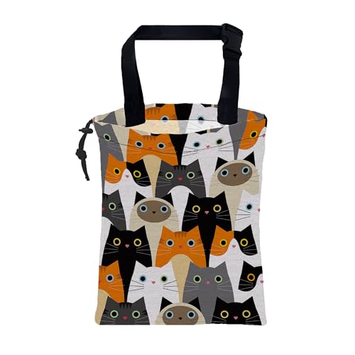 Car Trash Bag Cute Cartoon Cats Leak-Proof Waterproof Car Garbage Bag with Drawstring Foldable Canvas Trash Bin with Adjustable Buckle for Car Accessories, Travelling, Camping - color: Cute Cartoon Cats