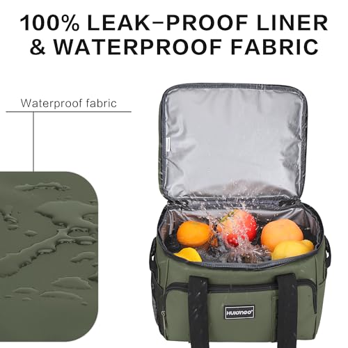 Hulongo Insulated Soft Cooler Bag, Large Ice Coolers Soft Sided Ice Chest for Beach, Collapsible and Portable - color: green (30 CAN Medium)