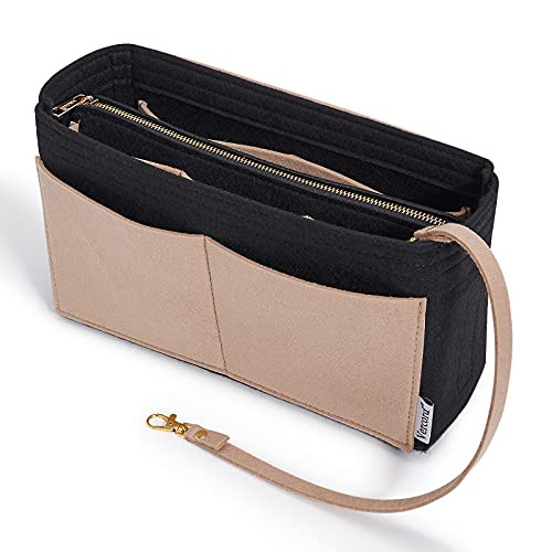 Vercord Felt Organizer Insert For Purse Handbag Tote Bag In Bag Inside Shaper Divider Neo Black & Beige Slender Medium - color: A Black & Beige, size: Slender Medium
