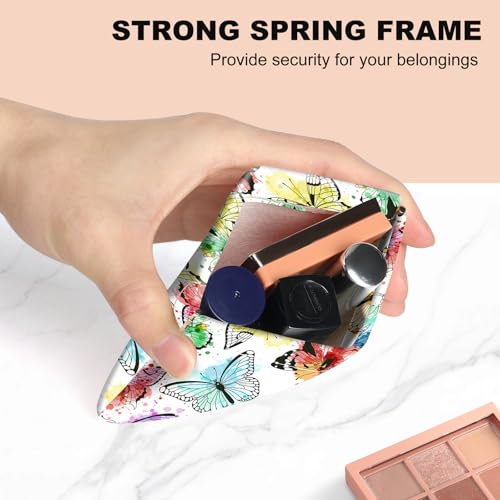 2Pcs PU Leather Small Squeeze Coin Purse Pouch Mini coin Bag Unique And Cute Wallet Cosmetic Bags Change Bag For Women Girls Men Colorful Butterflies - color: Colorful Butterflies