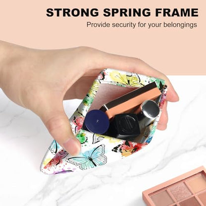 2Pcs PU Leather Small Squeeze Coin Purse Pouch Mini coin Bag Unique And Cute Wallet Cosmetic Bags Change Bag For Women Girls Men Colorful Butterflies - color: Colorful Butterflies