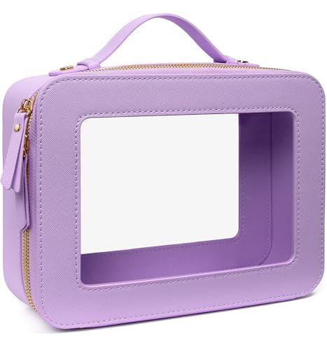 LETGO Clear Makeup Bags - TSA Approved Toiletry Bags with Zipper, Makeup Organizer for Carry-on Travel Essentials, Cosmetic Bags for Women & Men (Large Purple) - color: Purple, style: Large