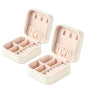 Travel Jewelry Case 2 Pack Mini Travel jewelry Box Portable Organizer Women Girls Gift Box for Rings Earrings Necklaces Bracelets - color: Off white