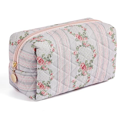 Makeup Bag Travel Cosmetic Bag for Women Girls, Zipper Make Up Pouch, Floral Flowers Toiletry Organizer Makeup, Portable Storage Bag, Cosmetic Travel Cloth Bag (Blue) - color: A8 Blue