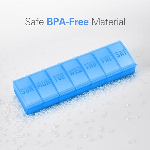 Barhon Large Weekly Pill Organizer, Big Vitamin Organizer Case for 7 Day, Travel Medicine Pill Box to Hold Various Supplements and Fish Oil, Light Blue - color: Light Blue