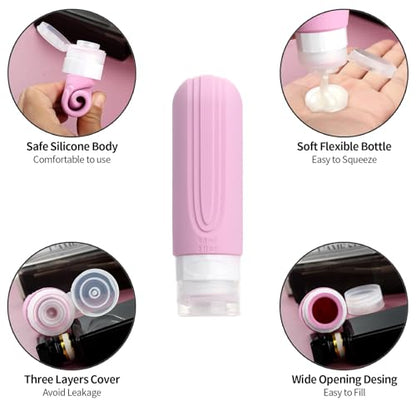 Mrsdry 16 Pack Travel Bottles for Toiletries, Oversize 6oz Silicone Travel Containers, Leak Proof Refillable Liquid Shampoo And Conditioner Travel Essentials - color: Purple