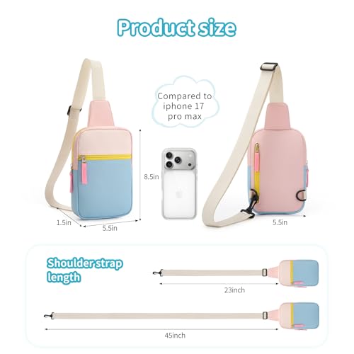 Birthday Gifts for 8 9 10 11 12 Year Old Teens Girls Kids, Fanny Pack Crossbody Bag Sling Belt Bags Purse, Dorm Travel Essentials for Girls Fashion, Preppy Tween Teen Girl Gift Trendy Stuff - color: Blossom Pink & Sky Blue