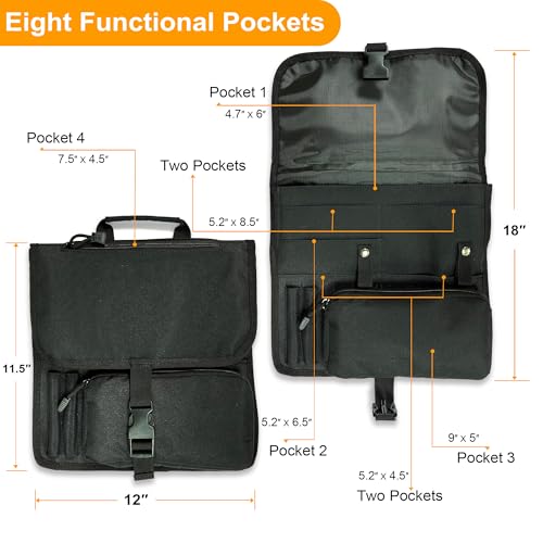 Airplane Seat Storage Pocket, International Travel Essentials,Airplane Pocket Organizer, Airplane Travel Accessories,Removable Toiletry Bag Designed - color: black