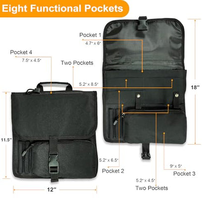 Airplane Seat Storage Pocket, International Travel Essentials,Airplane Pocket Organizer, Airplane Travel Accessories,Removable Toiletry Bag Designed - color: black