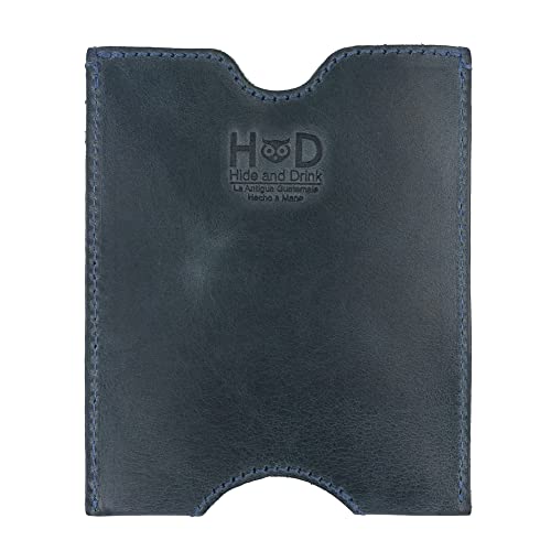 Hide & Drink, Travel Passport Pocket Sleeve Handmade from Full Grain Leather - Slate Blue - color: Slate Blue