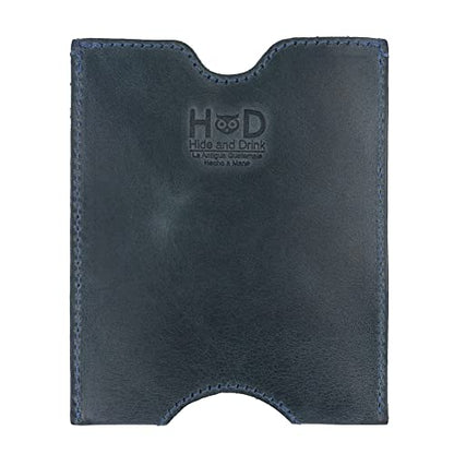 Hide & Drink, Travel Passport Pocket Sleeve Handmade from Full Grain Leather - Slate Blue - color: Slate Blue