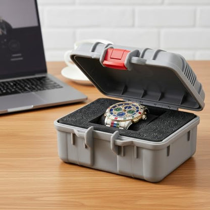 Waterproof & Shockproof Hard Travel Watch Case Storage Box for All Wristwatches & Compatible with Apple Watch Smart Watches (Gray) - color: Gray