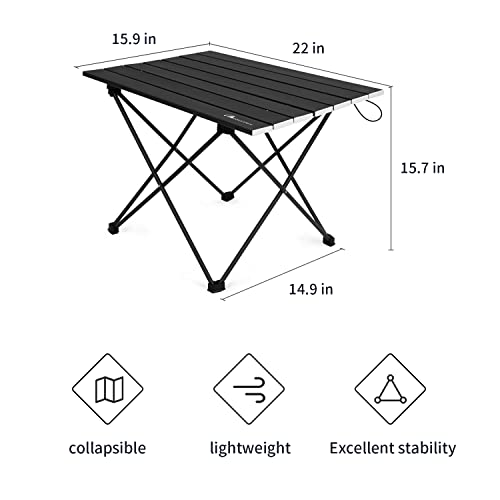 MOON LENCE Ultralight Folding Camping Table, Compact,Portable with Carry Bag, for Outdoor Cooking, Picnic, Camp, Boat, Travel (Black - M) - color: Midnight Black, size: Medium