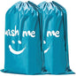 HOMEST 2 Pack XL Wash Me Travel Laundry Bag, Dirty Clothes Organizer, Large Enough to Hold 4 Loads of Laundry, Easy Fit a Laundry Hamper or Basket - color: (Ⅰ-Wash me)Sky Blue