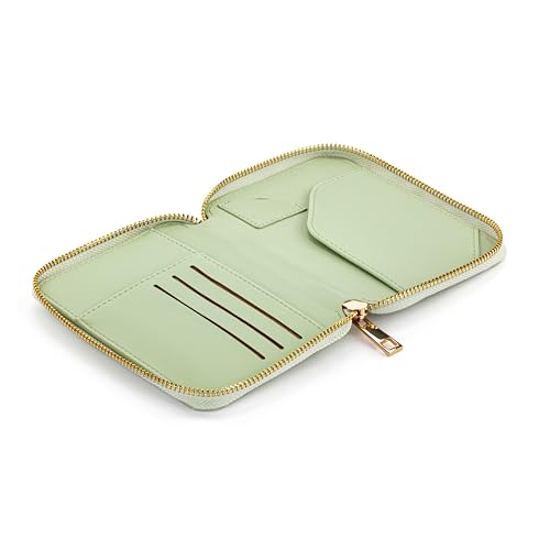 DEMDACO Passport Wallet With RFID Protection and Built In Tracker Holder 4 x 6 Inch Vegan Leather Sage Green - color: Sage Green