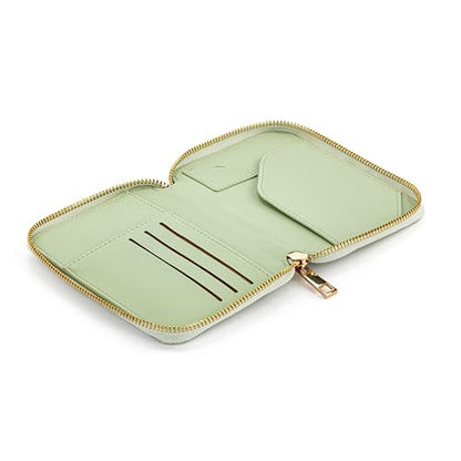 DEMDACO Passport Wallet With RFID Protection and Built In Tracker Holder 4 x 6 Inch Vegan Leather Sage Green - color: Sage Green