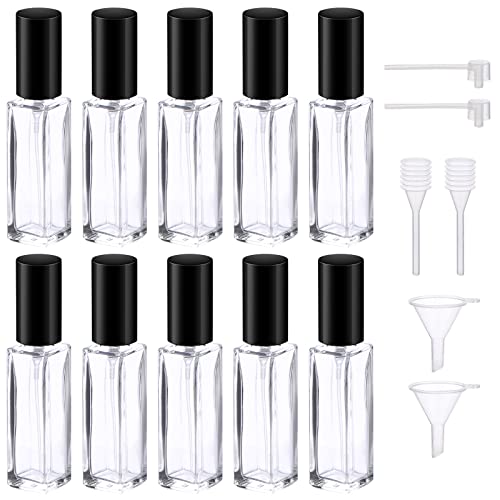 Segbeauty Perfume Atomizer Travel, 10pcs Portable Mini Refillable Perfume Bottles Kits, 10ML Scent Pump Case Empty Glass Toiletries Supplies Containers Travel Size Spray Bottles Accessories Set Clear - color: Clear-black, style: Mini Bottle Set