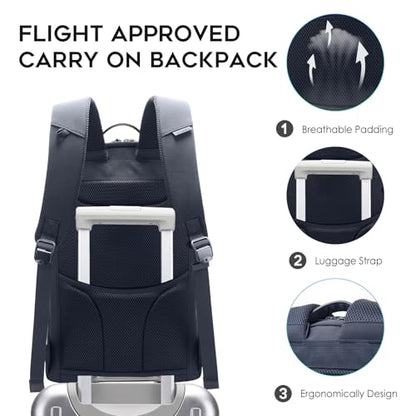 BANGE Commute backpack can hold 15.6 inch laptop,Flight approved carry on backpack for men and woman - color: Blue