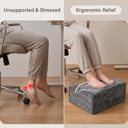 Foot Rest for Under Desk at Work, Office Footrest with Warm Feet Pocket,Ergonomic Under Desk Footrest with Washable Cover, Stool for Office Chair & Back &Pain Relief (Dark Gray+) - color: Dark Gray+
