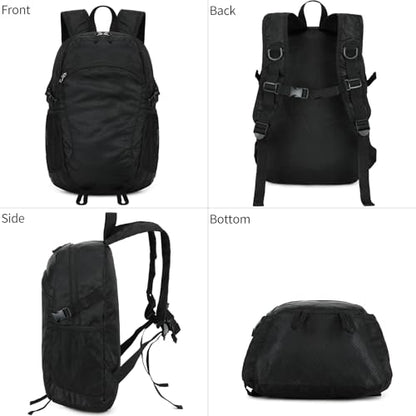 Small Hiking Backpack Travel Lightweight Hiking Packable Daypack Water-Resistant Foldable Backpacks 15L for Travel Women Men Camping (Black) - color: Black, size: 15L
